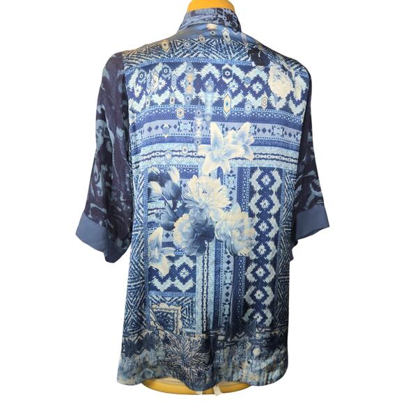 Vicente Women Medium Kimono Jacket Floral Embroidered Art to Wear Festival Indie - Picture 5 of 13